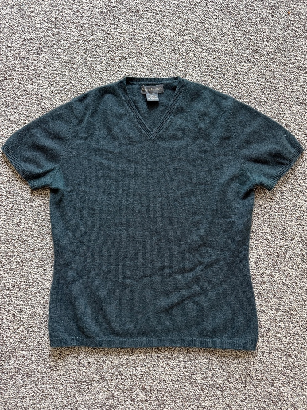 Vintage Banana Republic V-Neck 100% Cashmere Short Sleeve Knit Sweater S